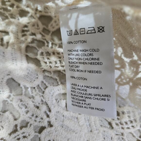 Ecote Ivory Cream Crochet Lace Sleeveless Cover Up Boho Tank Top Size Medium - Picture 4 of 7